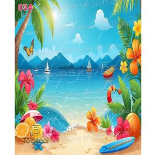 Phông nền biển xanh mây trời TS decor, background chụp ảnh, livestream decor quán cafe studio cao cấp
