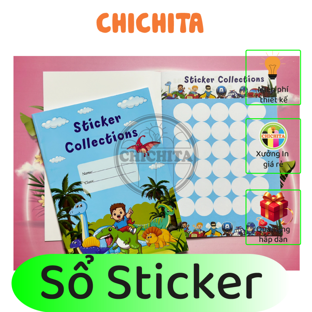 In sổ đựng sticker, tấm sticker khen thưởng cho học sinh, đồ dùng học ...