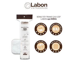 Bông tẩy trang vuông Labon mềm mịn Pure Snow Cotton Pad 150 miếng, dễ dàng làm sạch lớp makeup không bị rát mặt, xơ bông