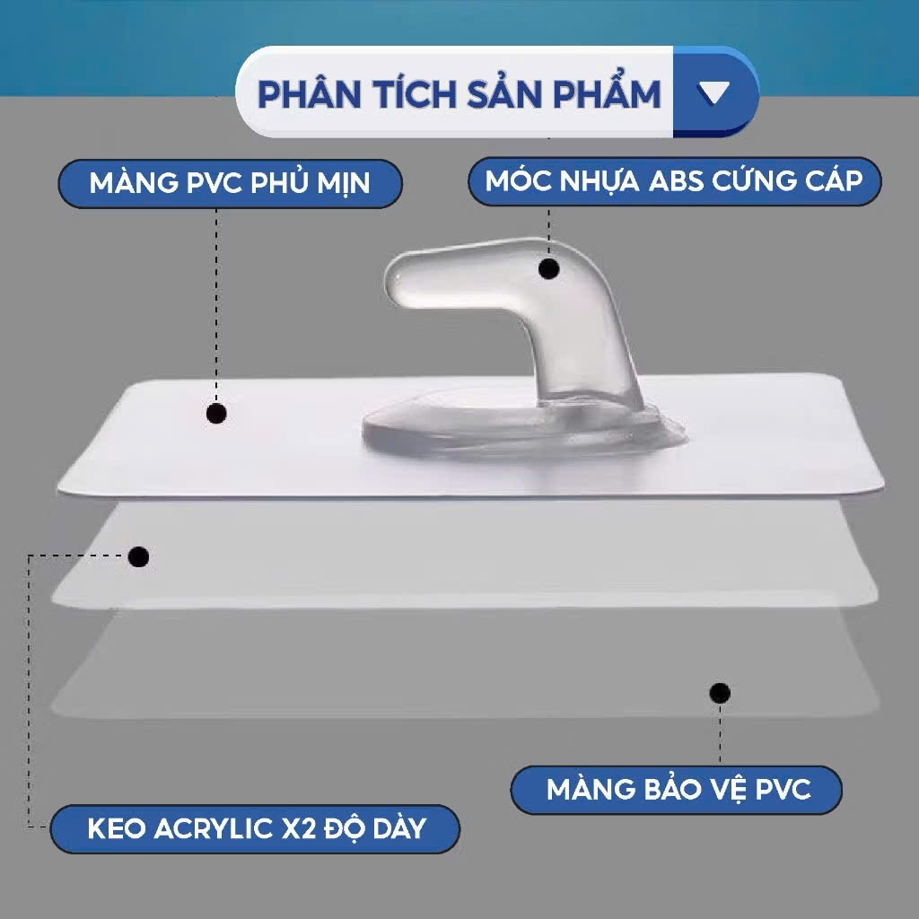 Móc treo tường nhựa ABS chắc chắn, siêu dính