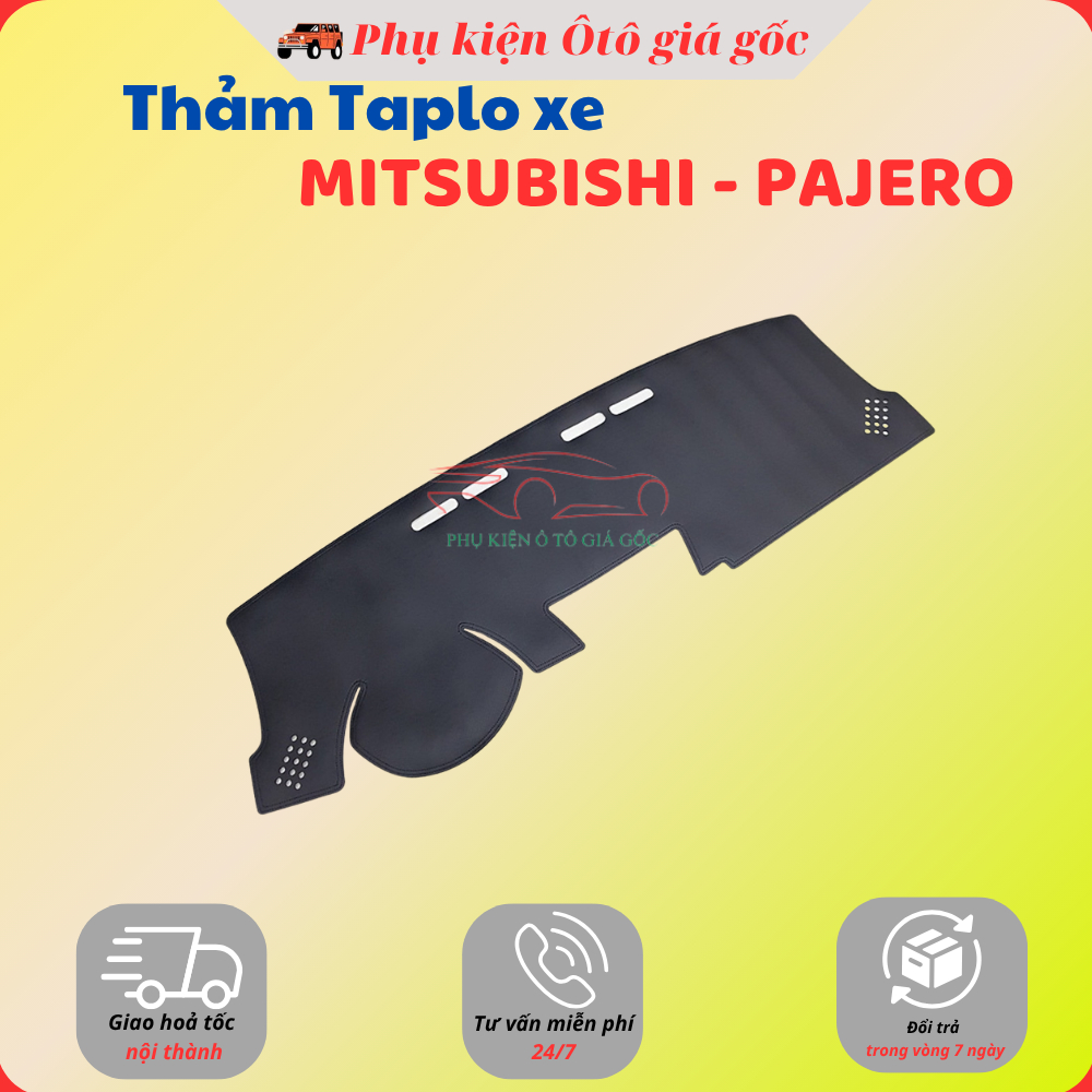 Thảm taplo xe Mitsubishi Pajero/ Pajero sport 2011 - 2022, Da carbon 3 lớp, chống nắng, chống trượt, vừa khít theo xe