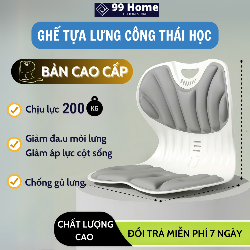 Ghế Tựa Lưng Công Thái Học CAO CẤP, Chỉnh Dáng Ngồi Đúng, Thư Giãn Cột Sống - 99 HomeLive