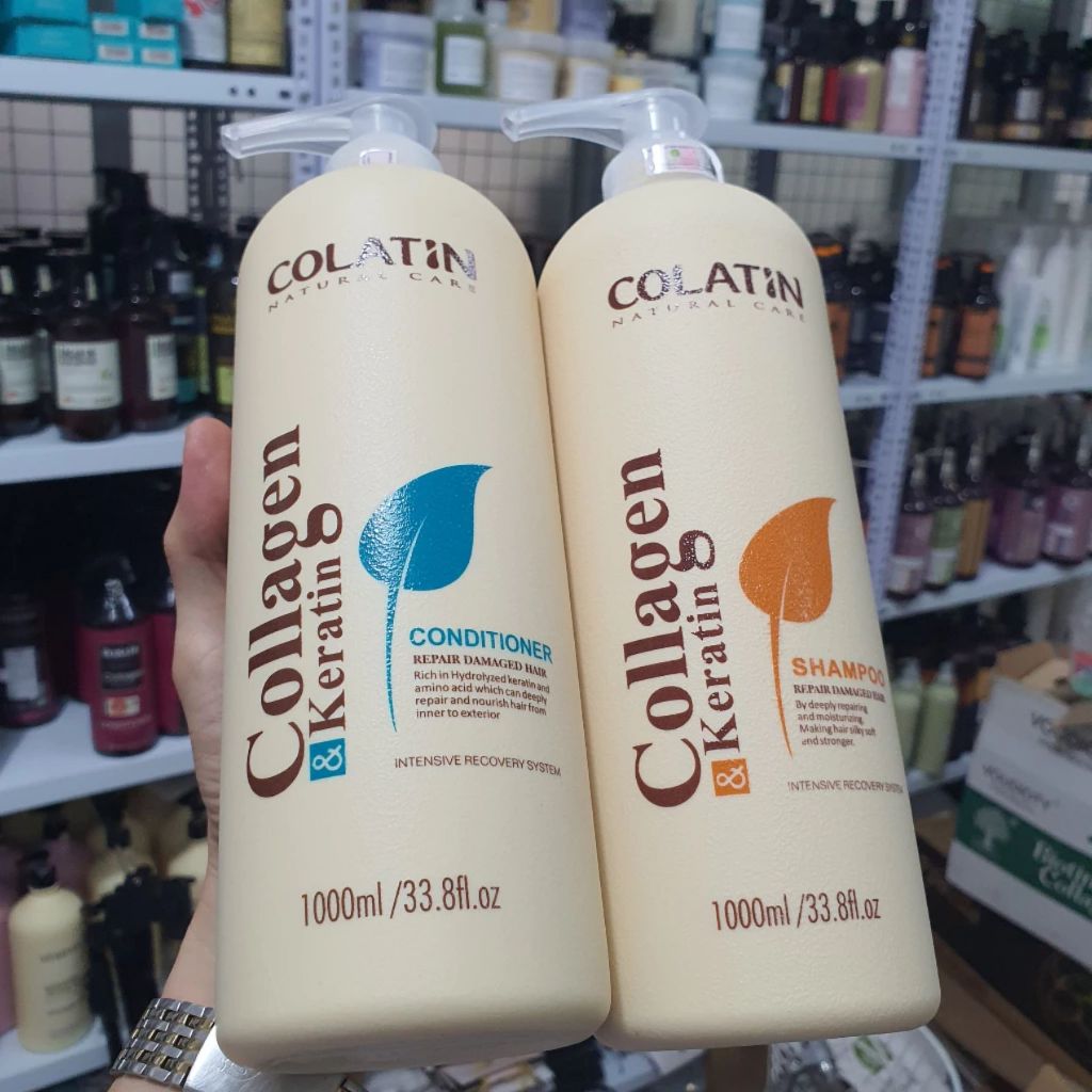 Cặp gội xả COLATIN 500ml -1000ml giúp mềm mượt, giảm rụng gãy rụng tóc, giảm dầu, giảm gàu
