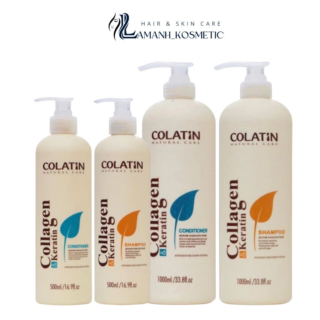 Cặp gội xả COLATIN 500ml -1000ml giúp mềm mượt, giảm rụng gãy rụng tóc, giảm dầu, giảm gàu