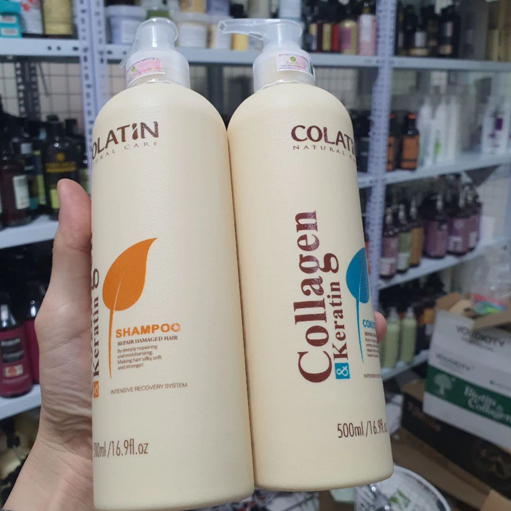 Cặp gội xả COLATIN 500ml -1000ml giúp mềm mượt, giảm rụng gãy rụng tóc, giảm dầu, giảm gàu