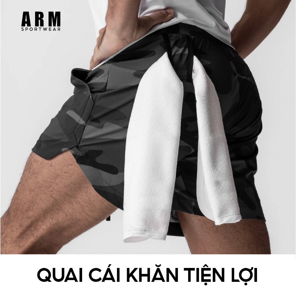 Quần Thể Thao Nam Camo 2 lớp ARM tập gym, chạy bộ thoáng khí, thấm hút mồ hôi và thoải mái vận động