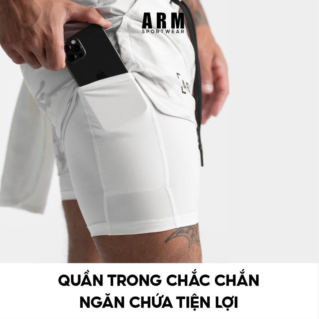 Quần Thể Thao Nam Camo 2 lớp ARM tập gym, chạy bộ thoáng khí, thấm hút mồ hôi và thoải mái vận động