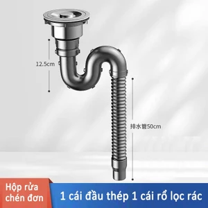 Ống thoát nước bồn rửa bát inox 304 – Chống chuột cắn, chịu nhiệt cao, không rò rỉ, bền chắc,bộ xả bồn rửa chén 2 hộc