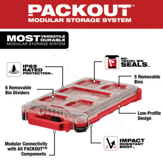 Hộp Đựng Dụng Cụ Milwaukee 48-22-8436 Lưu Trữ PACKOUT, Polyme Chống Va Đập, Ngăn Lắp Tháo Linh Hoạt