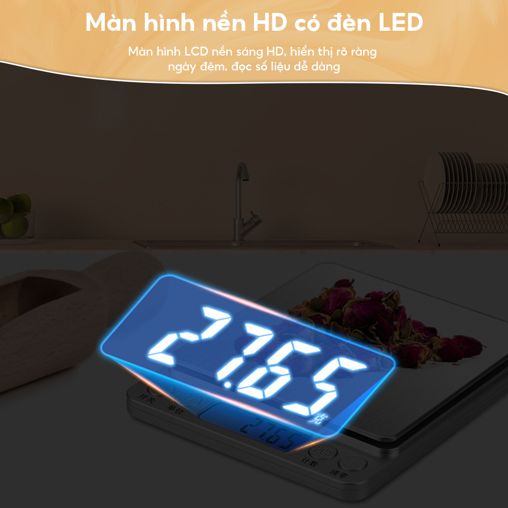 Cân Điện Tử Mini 0.1g Đến 3kg - Dụng Cụ Nhà Bếp, Tiệm Bánh, Kinh Doanh