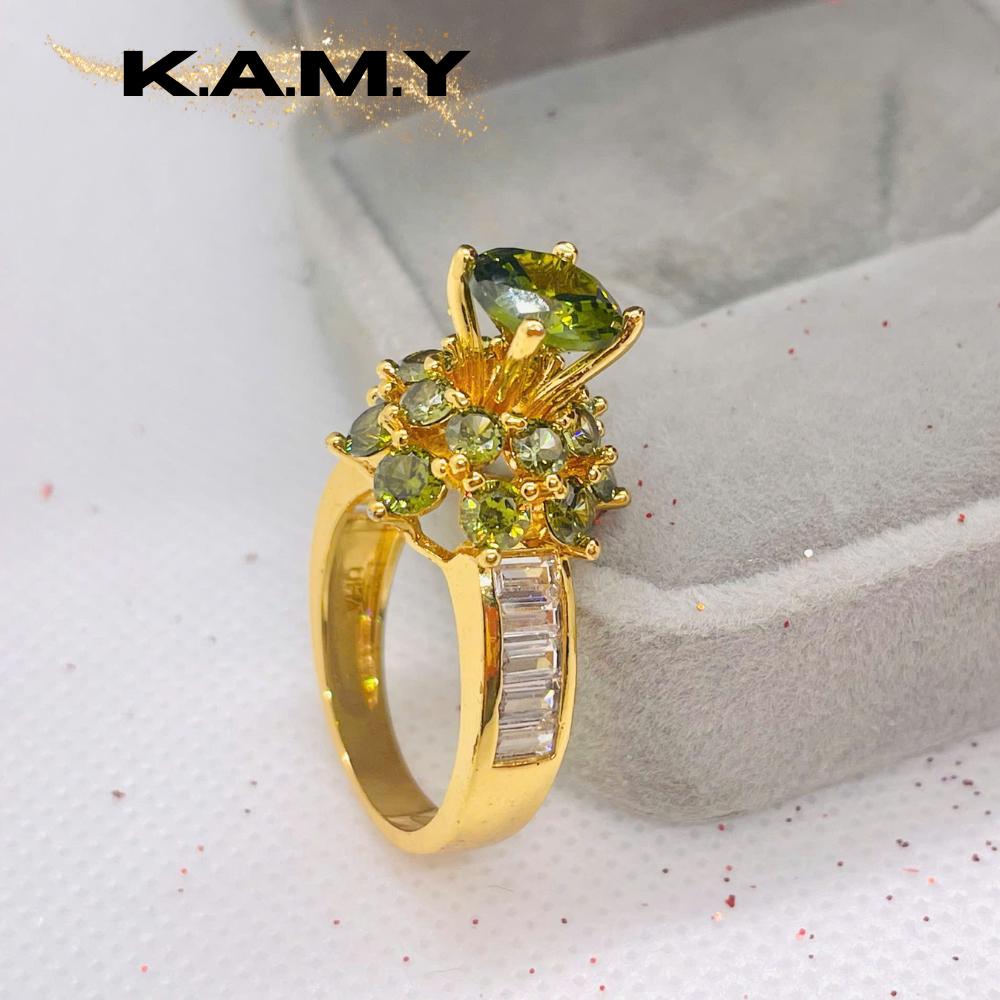 Nhẫn nữ hoa đá xanh sang trọng, thiết kế đính đá tầng – phong cách nổi bật thời trang phụ kiện nữ