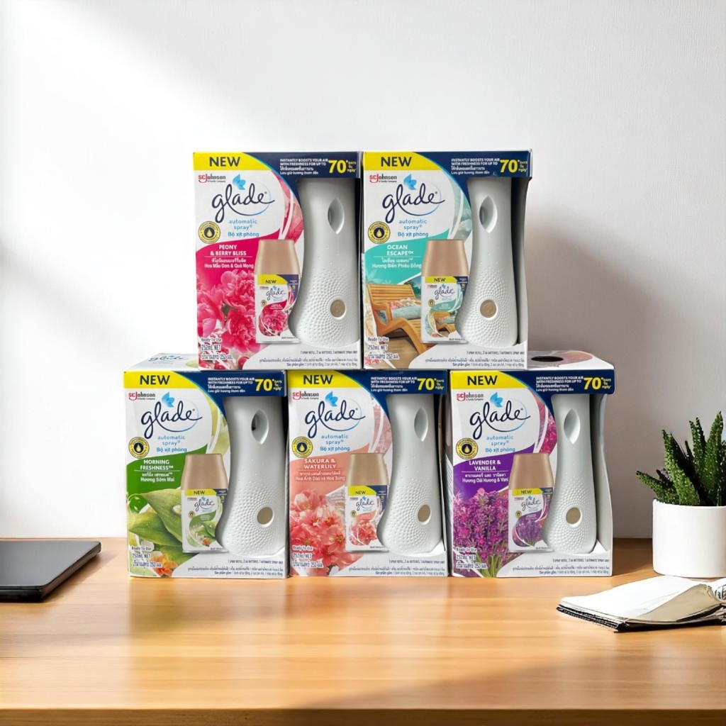 Bộ Máy Xịt Thơm Phòng Tự Động Glade Thái Lan Và Lõi Hương Thay Thế (Chú ý phân loại khi đặt hàng)