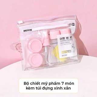 Bộ chiết mỹ phẩm 5 món mini nhựa trong dùng khi du lịch công tác, lọ chiết mỹ phẩm