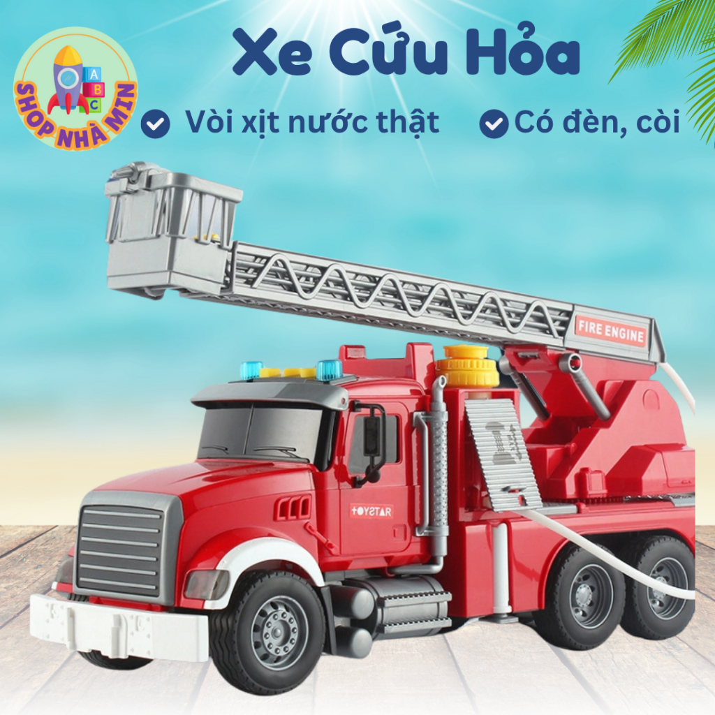 Xe cứu hỏa đồ chơi xe cứu hỏa cỡ lớn có đèn còi mô phỏng thực tế xe cứu ...