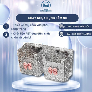 Khay Nhựa Trong Suốt kèm nơ , Hộp Đựng Dán Tường Đựng Thực Phẩm, Đồ Ăn, Rau Củ , decor phòng tắm