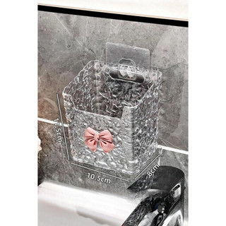Khay Nhựa Trong Suốt kèm nơ , Hộp Đựng Dán Tường Đựng Thực Phẩm, Đồ Ăn, Rau Củ , decor phòng tắm