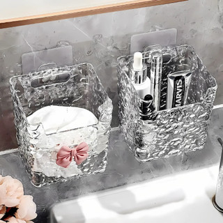 Khay Nhựa Trong Suốt kèm nơ , Hộp Đựng Dán Tường Đựng Thực Phẩm, Đồ Ăn, Rau Củ , decor phòng tắm