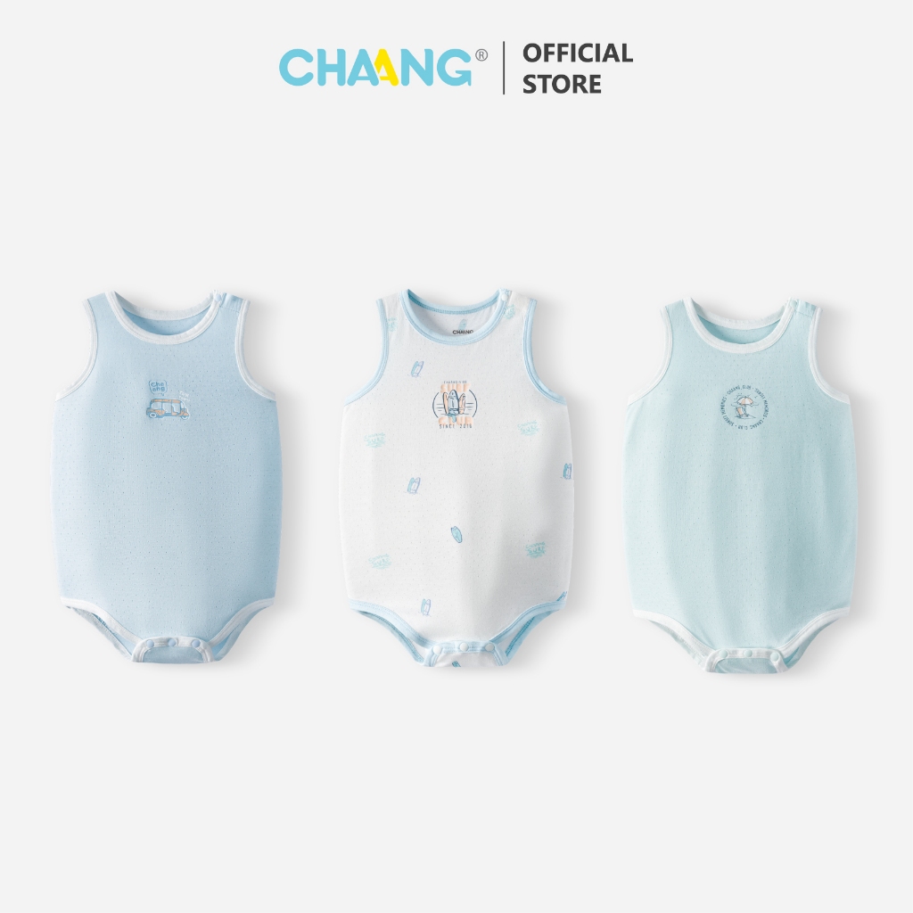 [CHAANG 3-18M] Bộ bodychip ba lỗ/bodychip hai dây Sóng dáng ôm cho bé trai và bé gái