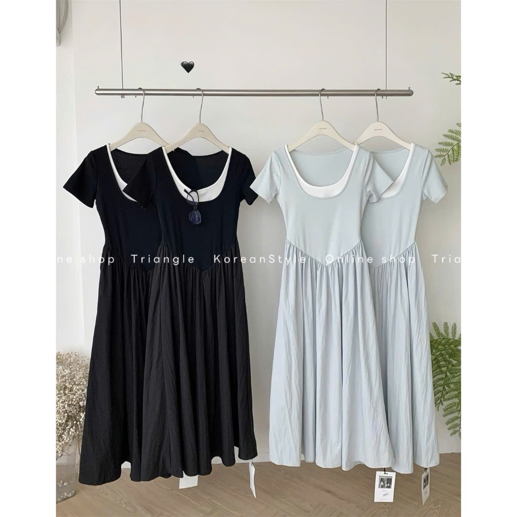 Triange - Basic Dress (Cân nhắc kỹ, return is not welcomed)- Đầm thun Hàn Quốc dành cho mùa hè thanh lịch