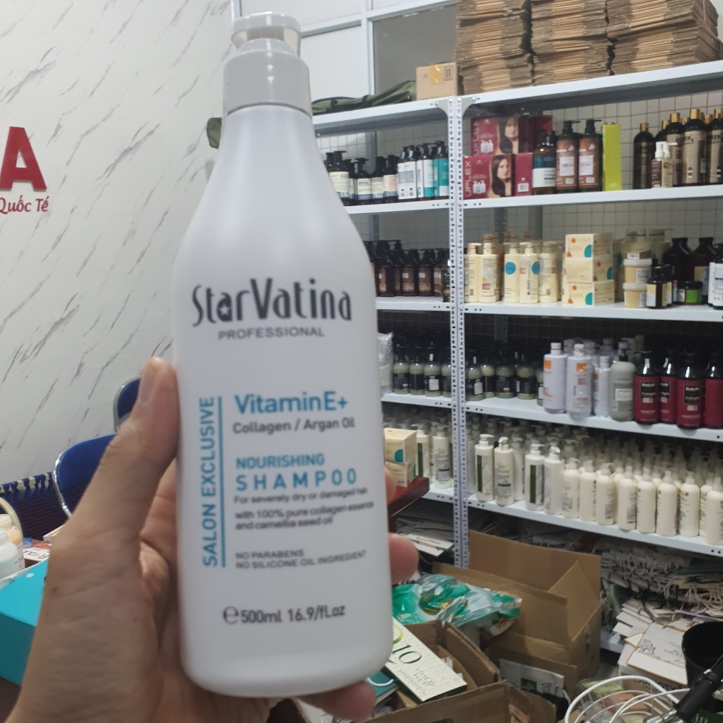 Cặp dầu gội xả Star Vatina Vitamin E 500ml - 800ml giúp dưỡng ẩm làm mềm mượt tóc, giảm rụng tóc