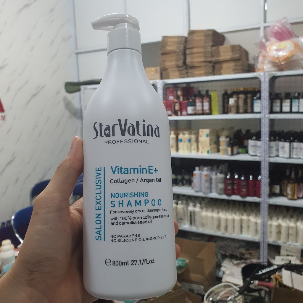 Cặp dầu gội xả Star Vatina Vitamin E 500ml - 800ml giúp dưỡng ẩm làm mềm mượt tóc, giảm rụng tóc