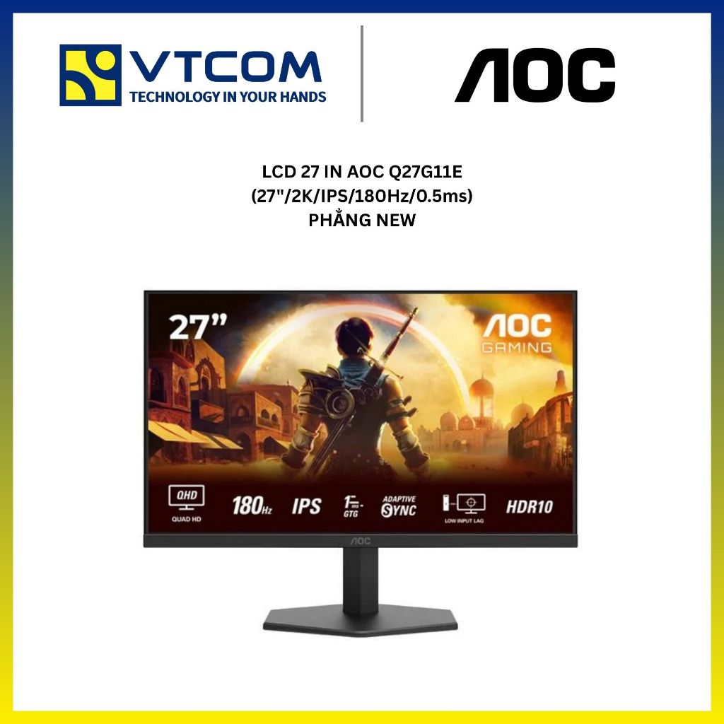 MÀN HÌNH LCD 27 INCH AOC Q27G11E (27 INCH/ 2K/ IPS/ 180Hz/ 0.5ms) PHẲNG ...