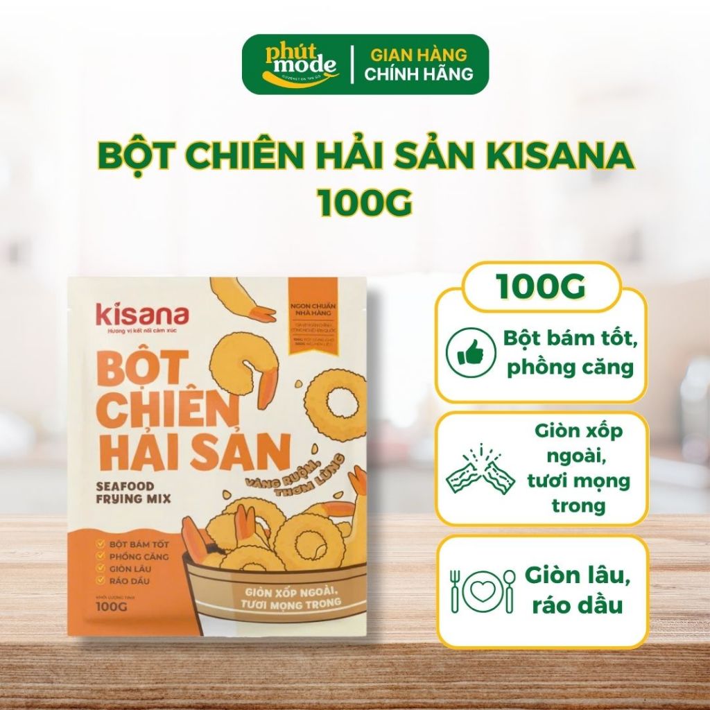 Bột chiên hải sản giòn Kisana 100g - Bột chiên giòn rụm thượng hạng chuẩn vị nhà hàng