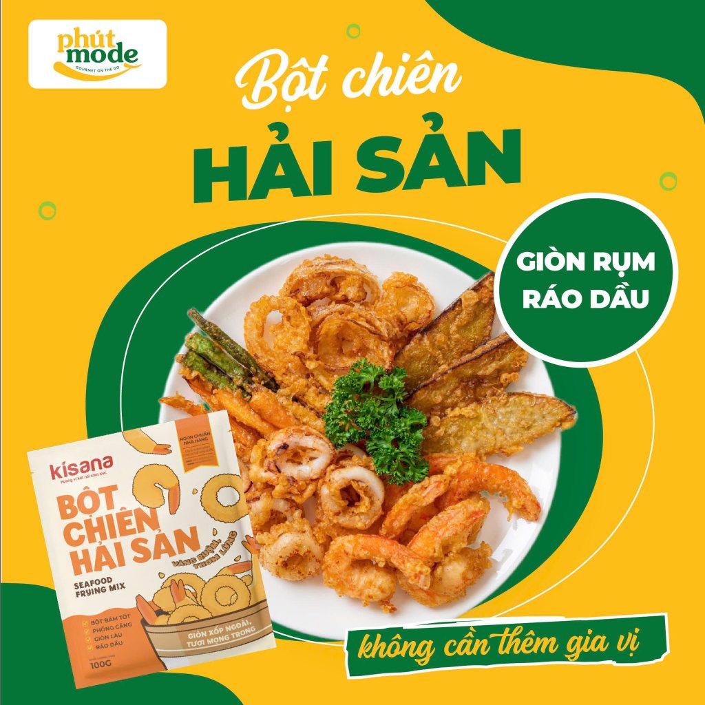 Bột chiên hải sản giòn Kisana 100g - Bột chiên giòn rụm thượng hạng chuẩn vị nhà hàng