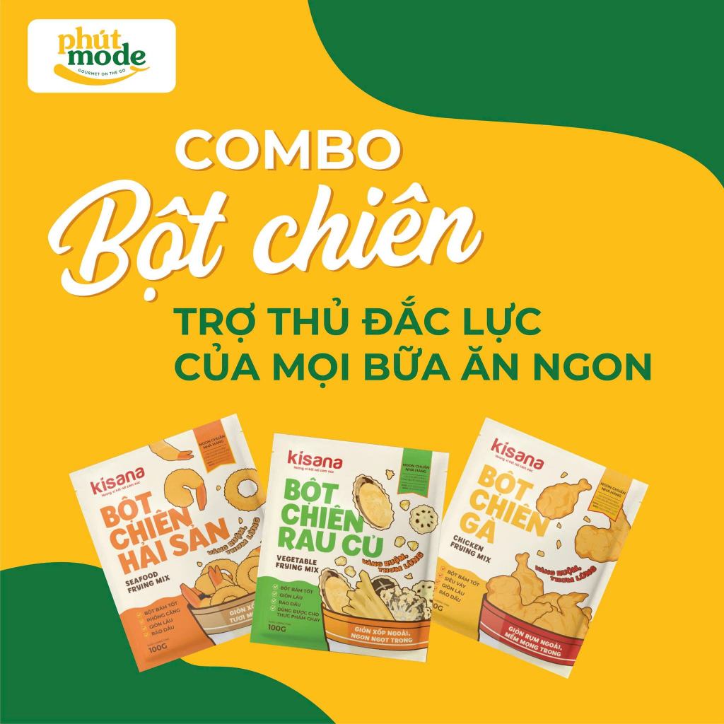 Bột chiên hải sản giòn Kisana 100g - Bột chiên giòn rụm thượng hạng chuẩn vị nhà hàng