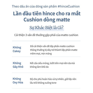 Cushion lì kiềm dầu thuần chay hince Second Skin Mesh & Matte Cushion 12g
