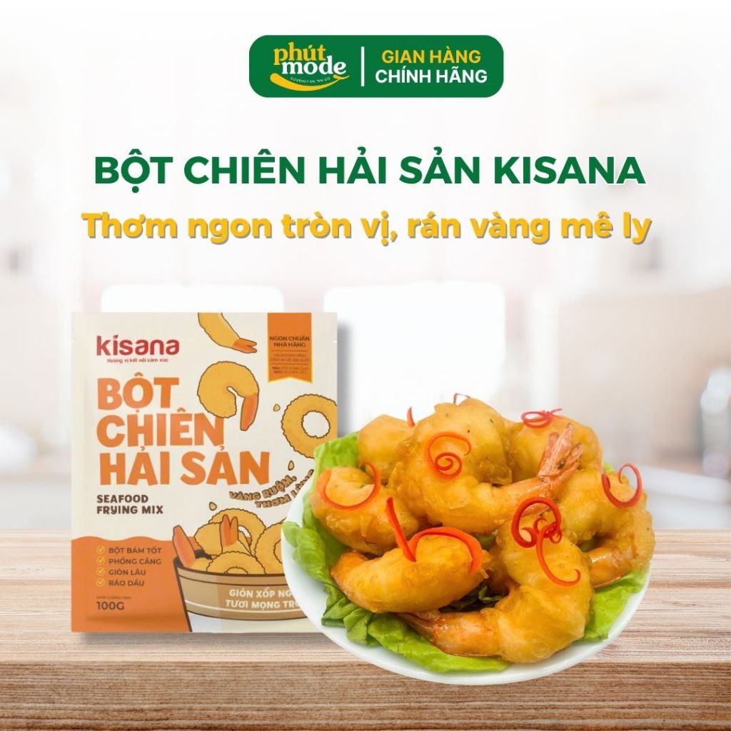 Bột chiên hải sản giòn Kisana 100g - Bột chiên giòn rụm thượng hạng chuẩn vị nhà hàng