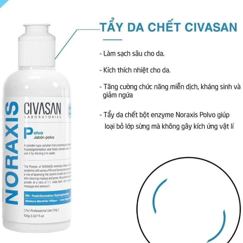 Tẩy da chết enzyme Civasan Noraxis Polvo bột tẩy da chết