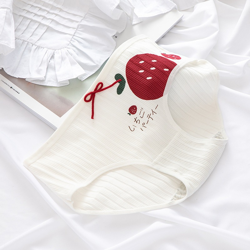 Combo 10 quần lót nữ cotton dễ thương phong cách Hàn Quốc, in dâu tây 587