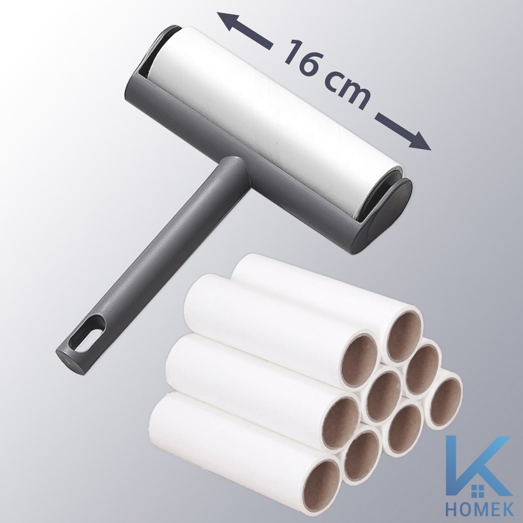 Combo Cây Lăn Bụi+ 10 Lõi Lăn, Lõi Lăn Bụi size10 cm, 16cm, 24 cm loại 55 lớp