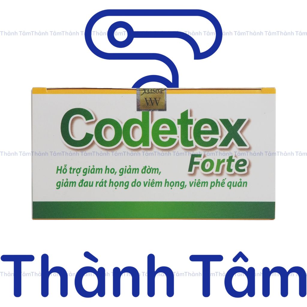Viên uống CODETEX FORTE 100V hỗ trợ giảm ho, giảm đờm do viêm họng, viêm phế quản