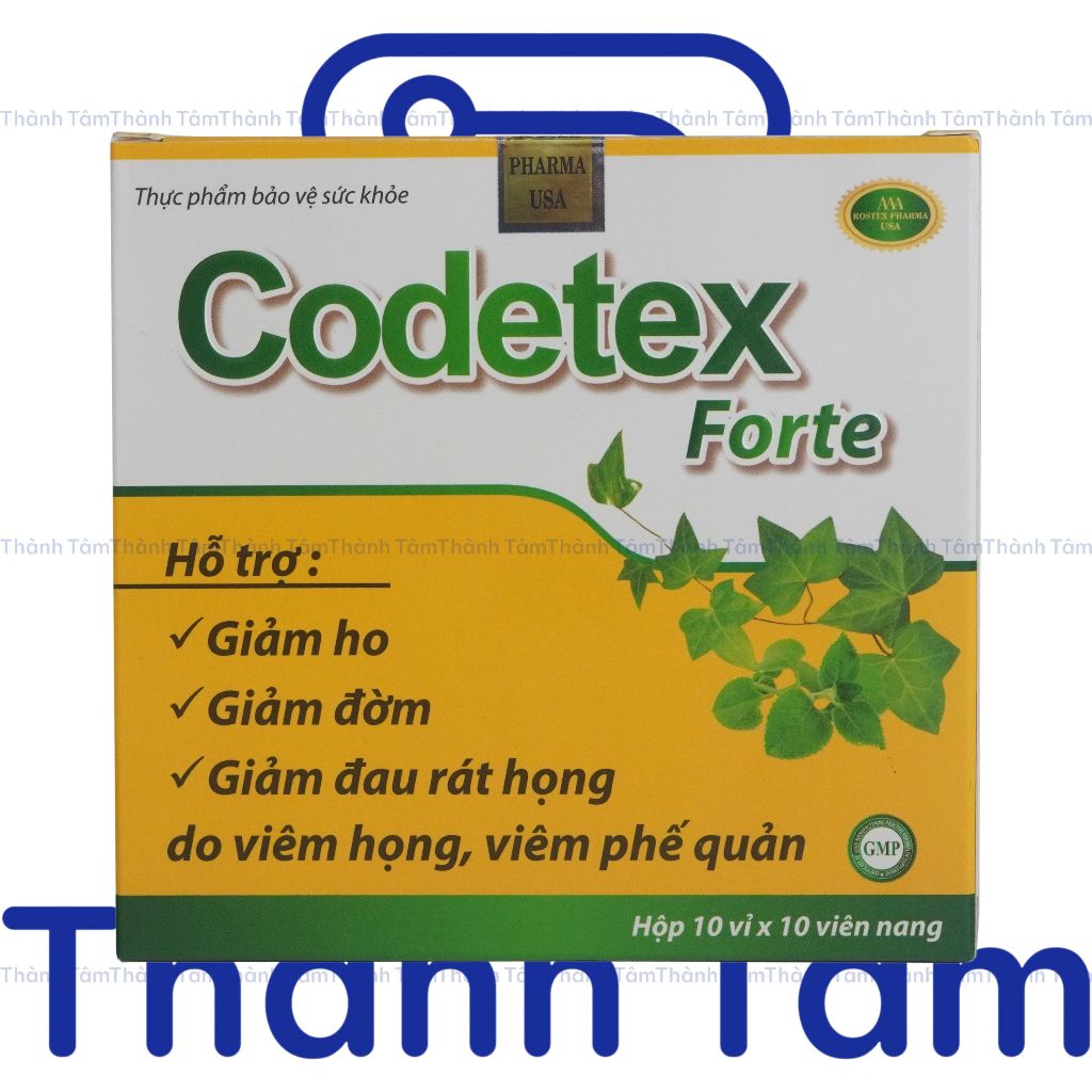 Viên uống CODETEX FORTE 100V hỗ trợ giảm ho, giảm đờm do viêm họng, viêm phế quản