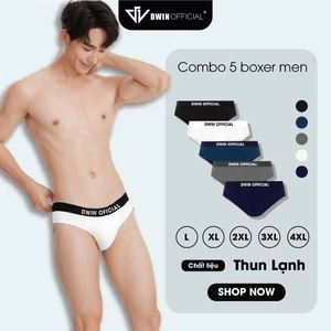 Combo 5 quần lót nam DWIN sịp tam giác kháng khuẩn cao cấp boxer vải thun lạnh co dãn 4 chiều SP01A