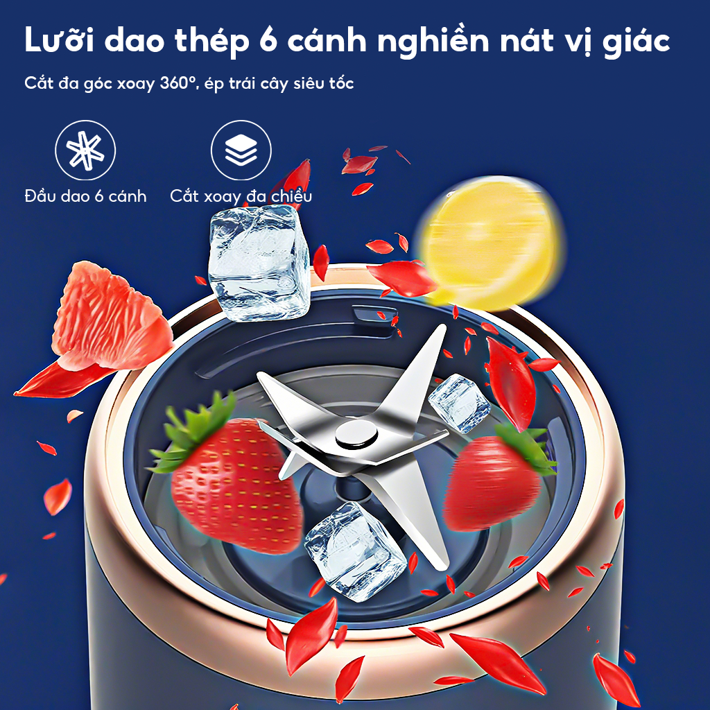 Cốc ép trái cây cầm tay nhỏ gọn, hoàn toàn tự động, đa chức năng, lý tưởng cho học sinh, dễ sử dụng