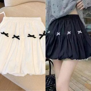 Chân váy bí ngô phồng xoè đính nơ hai màu đen trắng xinh xinh VANISA CV067