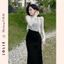 Set Áo Lưới Ren Dài Tay & Chân Váy Dáng Dài Ôm Gợi Cảm Set Đồ Thời Trang Nữ Dạo Phố Dự Tiệc