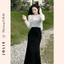 Set Áo Lưới Ren Dài Tay & Chân Váy Dáng Dài Ôm Gợi Cảm Set Đồ Thời Trang Nữ Dạo Phố Dự Tiệc