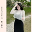 Set Áo Lưới Ren Dài Tay & Chân Váy Dáng Dài Ôm Gợi Cảm Set Đồ Thời Trang Nữ Dạo Phố Dự Tiệc