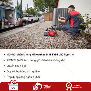Máy Hút Chân Không Milwaukee M18 FVP5 Dùng Pin - Động Cơ Không Chổi Than, Bảo Vệ Chân Không Tự Động