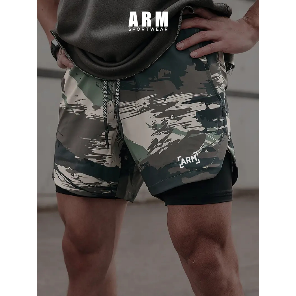 Quần Thể Thao Nam Camo 2 lớp ARM tập gym, chạy bộ thoáng khí, thấm hút mồ hôi và thoải mái vận động