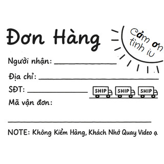 50 Phiếu giao hàng ghi tên shop, có sẵn keo dán, mực in đậm Kích thước 10x15 cm