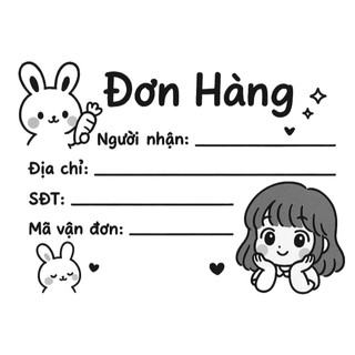 50 Phiếu giao hàng ghi tên shop, có sẵn keo dán, mực in đậm Kích thước 10x15 cm