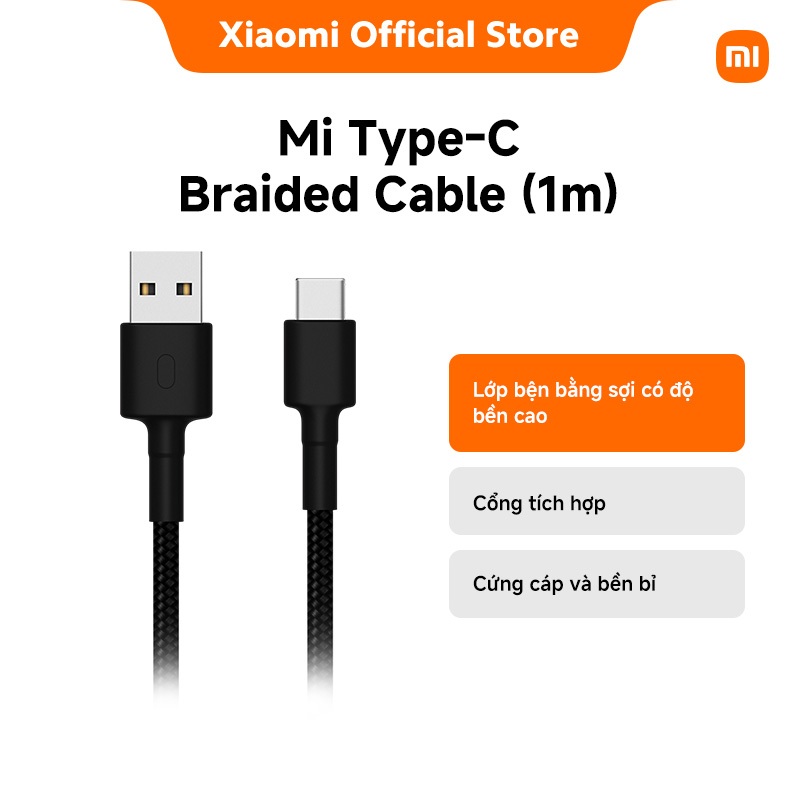 Cáp Sạc Xiaomi Mi Braided USB Type-C Cable 100cm | Lớp bện bằng sợi có ...