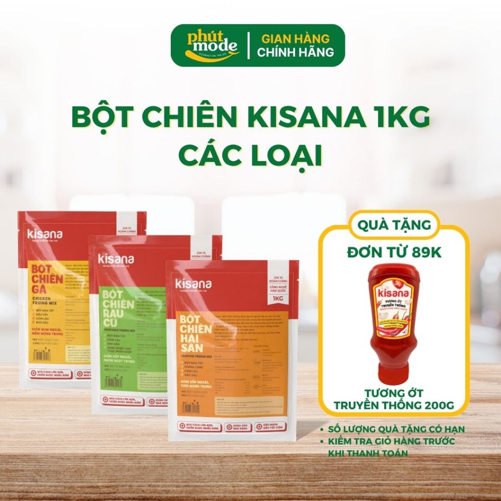 Bột chiên giòn Kisana 1kg các loại - Bột chiên giòn rụm thượng hạng chuẩn vị nhà hàng