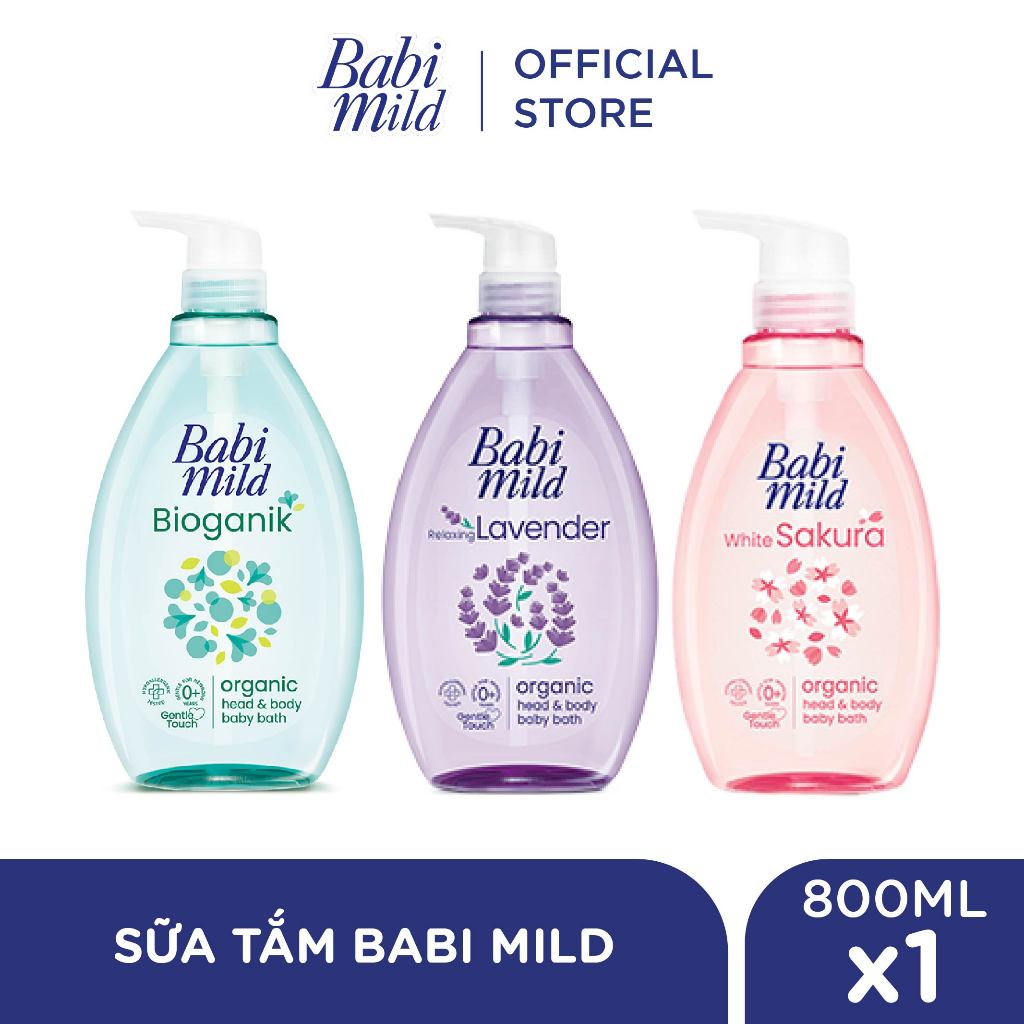 Sữa tắm gội toàn thân cho bé Babi Mild chai 800ml