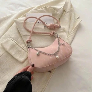 Túi Xách Nữ Kẹp Nách Phối Xích Thời Trang Đi Tiệc Chất Da Nhung Size 18- ST007